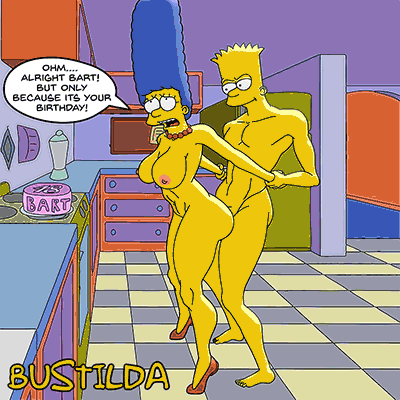 Bart and Marge Simpson celebrating his 18th birthday. page 3 full