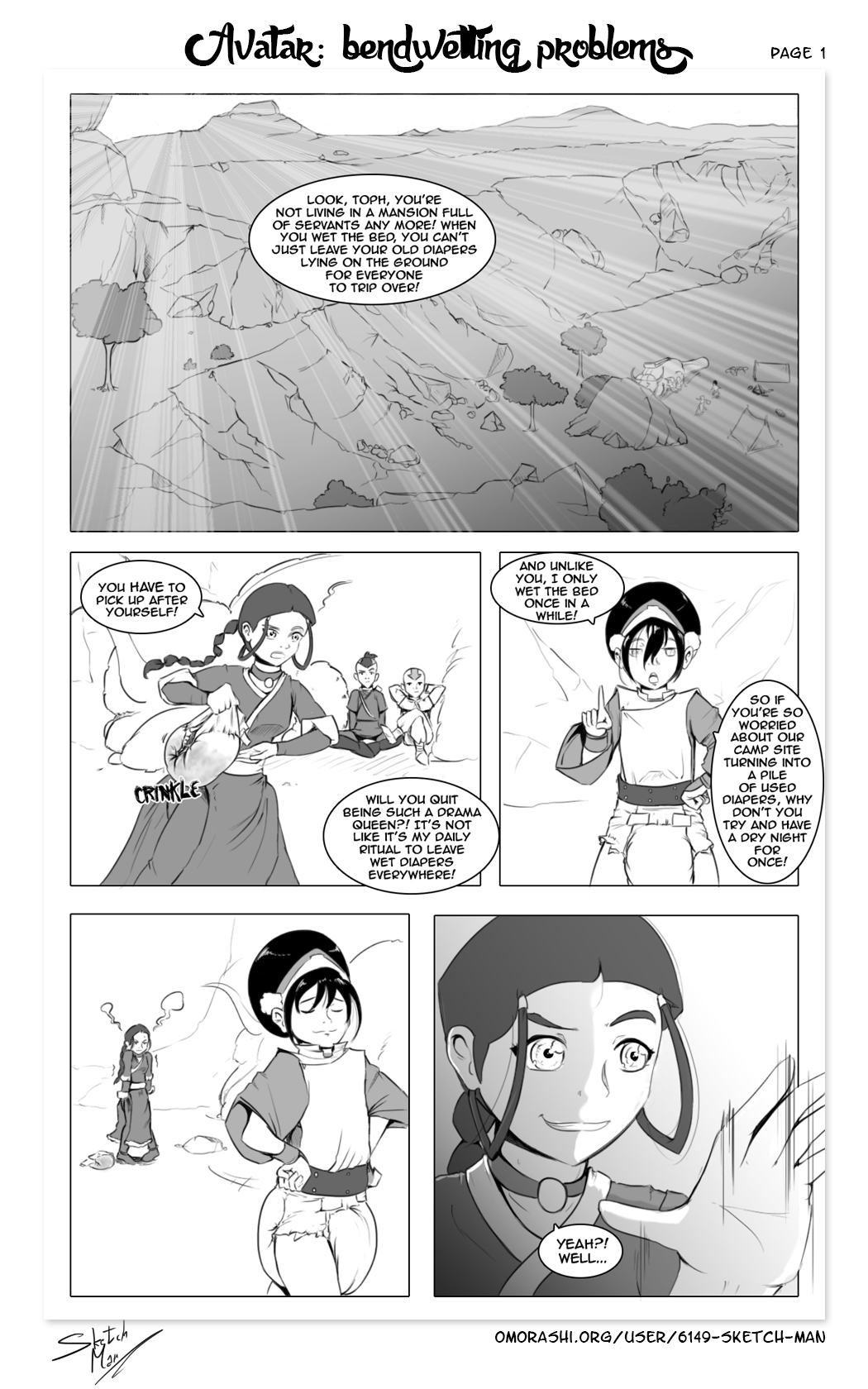 Avatar: Bendwetting Problems page 1 full