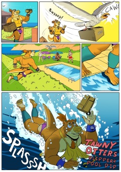 Tawny Otters Slippery Pool Dip