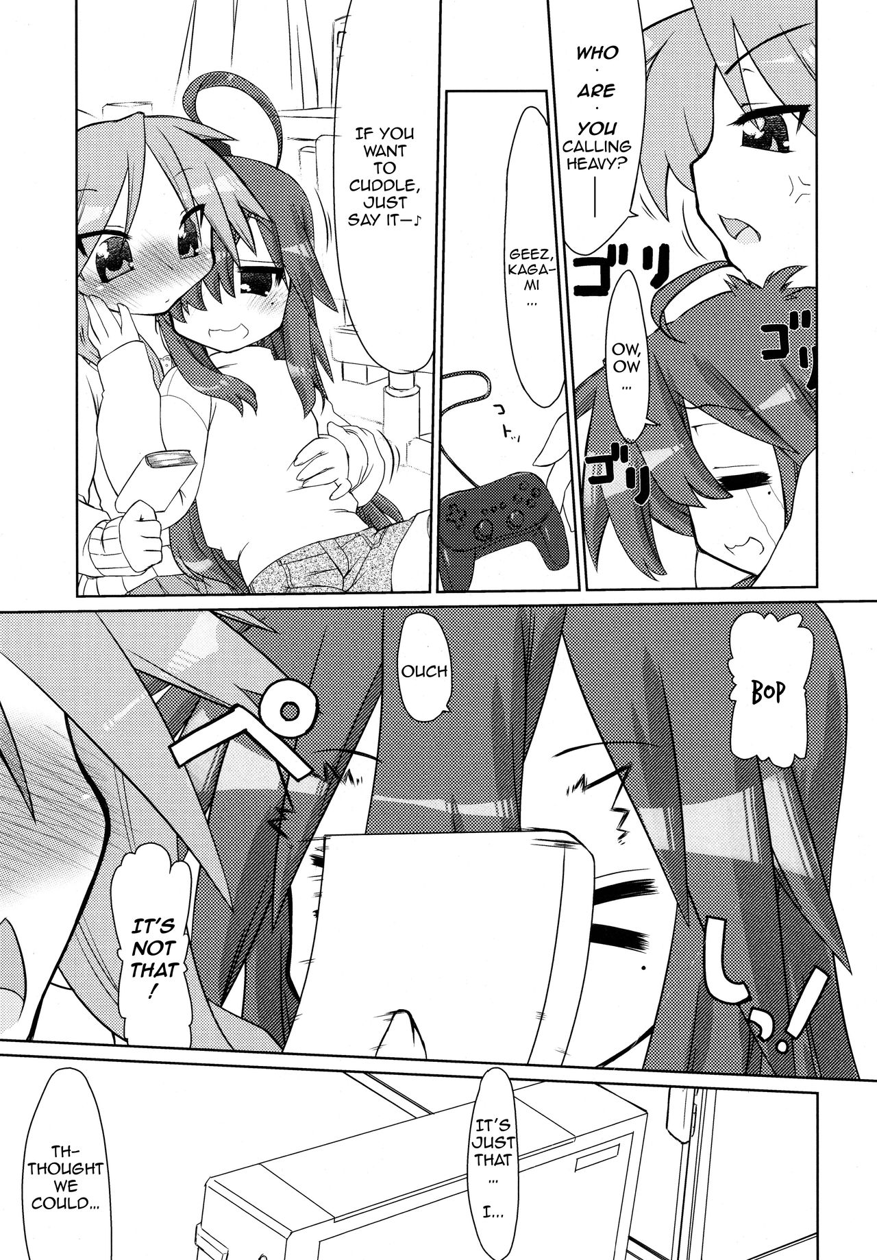 Ijiwaru Kagami. Ijirare Konata. | Meanie Kagami. Teased Konata. page 5 full