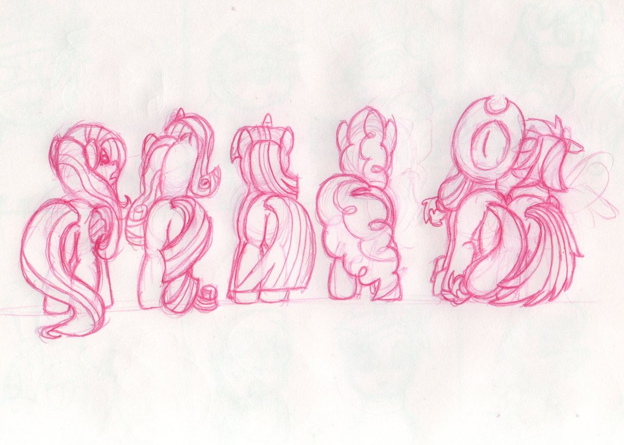 Mane Six Presenting Hindquarters 2 page 4 full