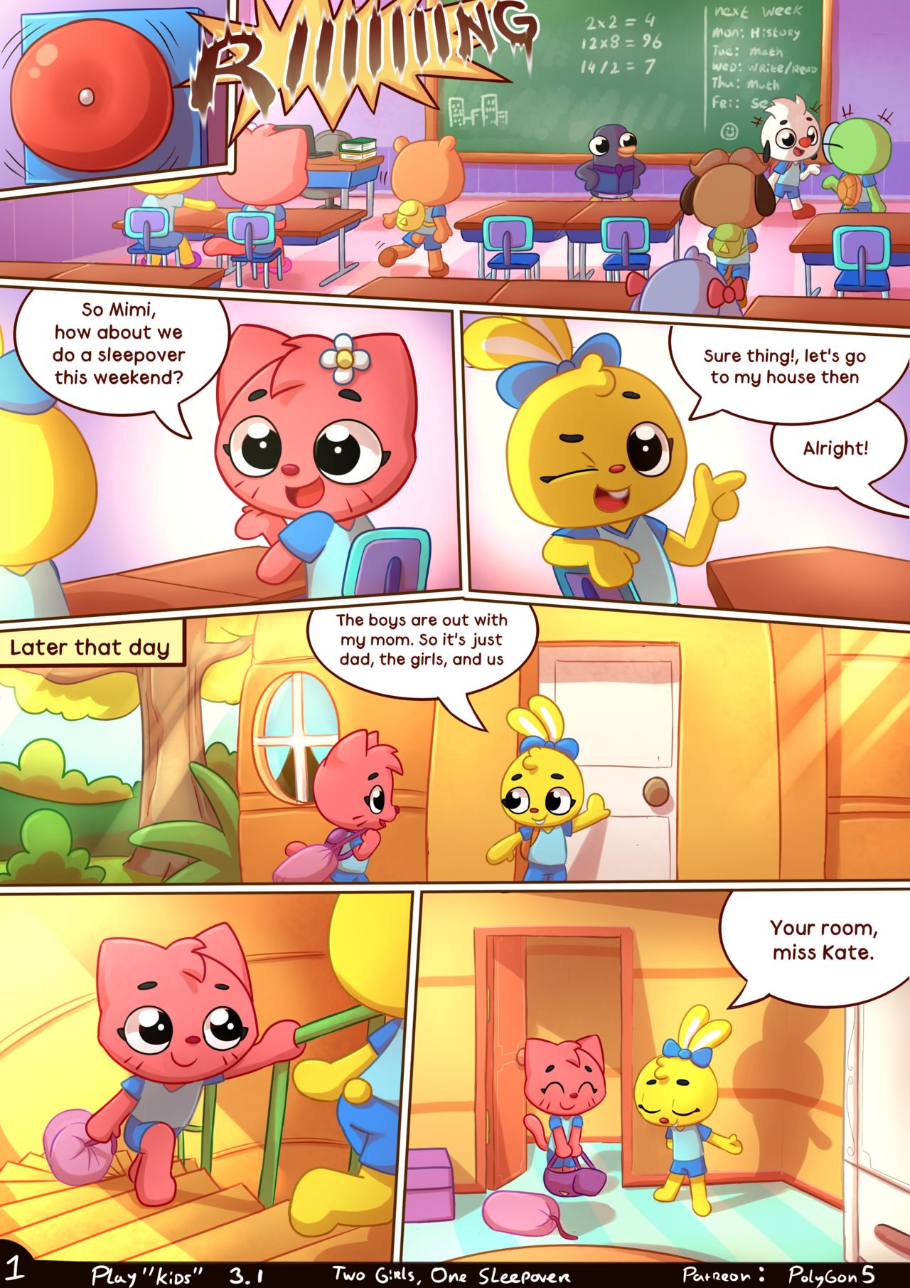 Play"kids" comic, Two girls One sleepover page 2 full