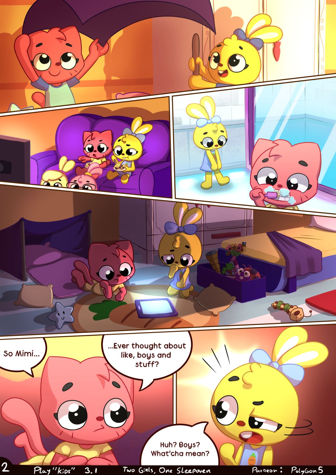 Play"kids" comic, Two girls One sleepover page 3 full
